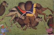 unknow artist Fighting camels oil on canvas